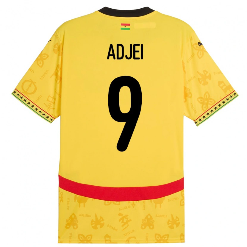 Danxen Hombre Camiseta Ghana Vivian Adjei #9 Amarillo 2ª Equipación 24-26 La Camisa México