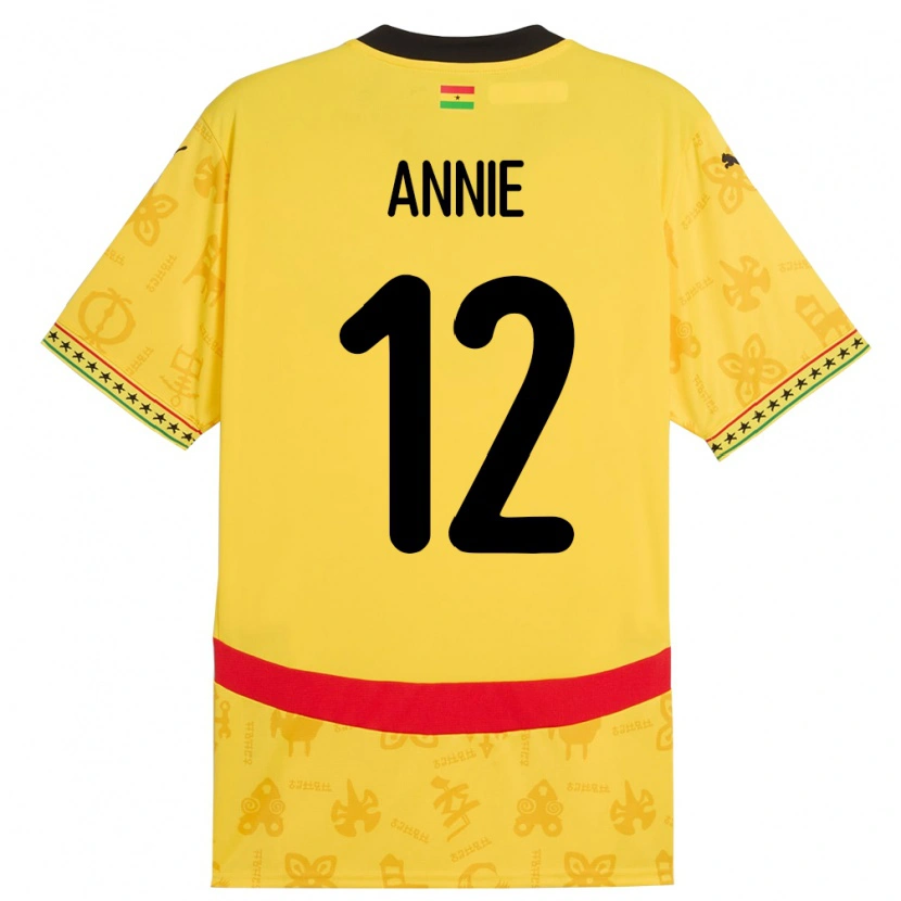 Danxen Hombre Camiseta Ghana Henrietta Annie #12 Amarillo 2ª Equipación 24-26 La Camisa México