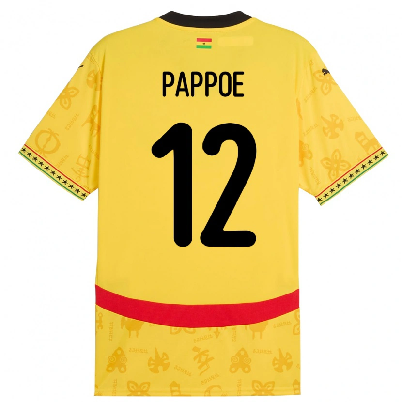 Danxen Hombre Camiseta Ghana Isaac Pappoe #12 Amarillo 2ª Equipación 24-26 La Camisa México