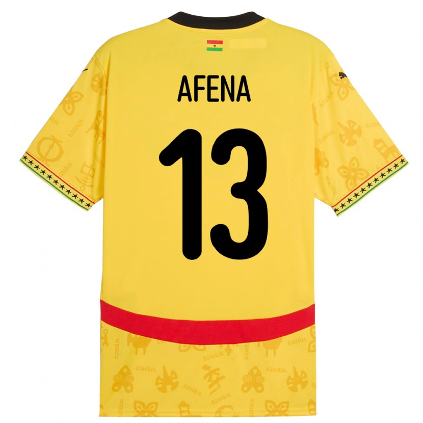 Danxen Hombre Camiseta Ghana Felix Afena-Gyan #13 Amarillo 2ª Equipación 24-26 La Camisa México