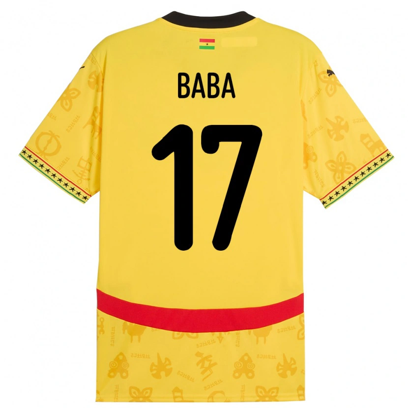 Danxen Hombre Camiseta Ghana Abdul-Rahman Baba #17 Amarillo 2ª Equipación 24-26 La Camisa México