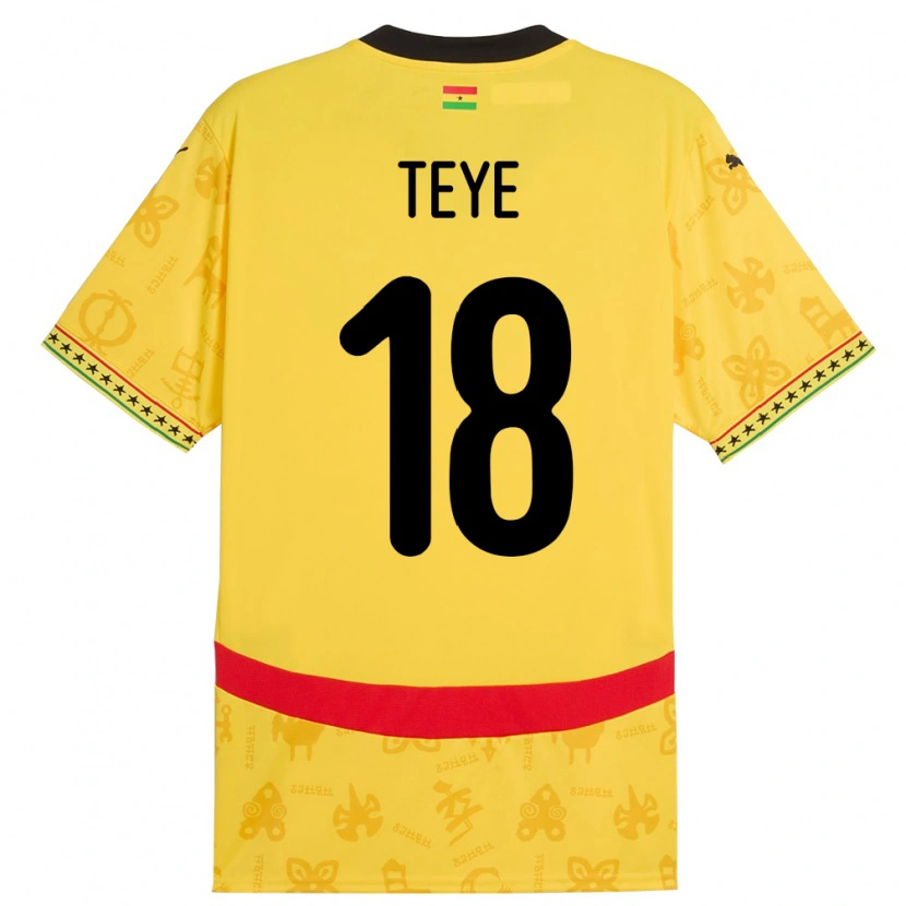 Danxen Hombre Camiseta Ghana Suzzy Teye #18 Amarillo 2ª Equipación 24-26 La Camisa México