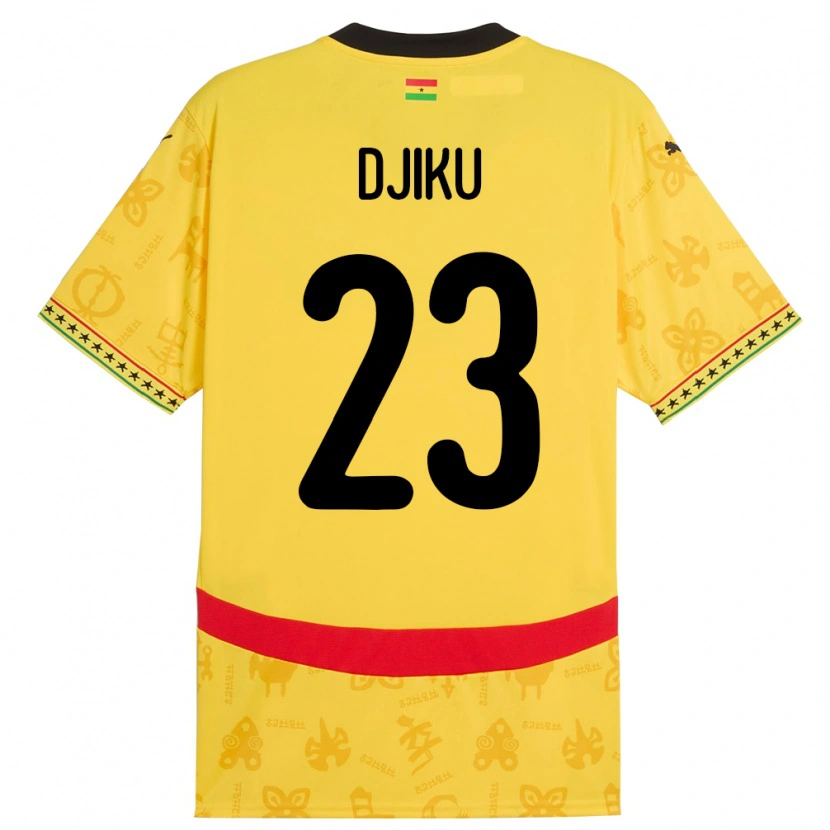 Danxen Hombre Camiseta Ghana Alexander Djiku #23 Amarillo 2ª Equipación 24-26 La Camisa México