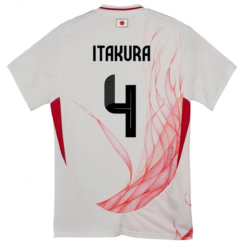 Danxen Hombre Camiseta Japón Ko Itakura #4 Blanco 2ª Equipación 24-26 La Camisa México