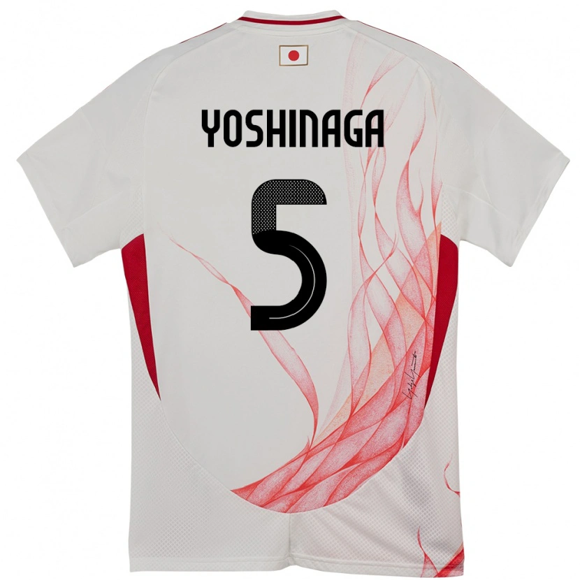 Danxen Hombre Camiseta Japón Yumeki Yoshinaga #5 Blanco 2ª Equipación 24-26 La Camisa México
