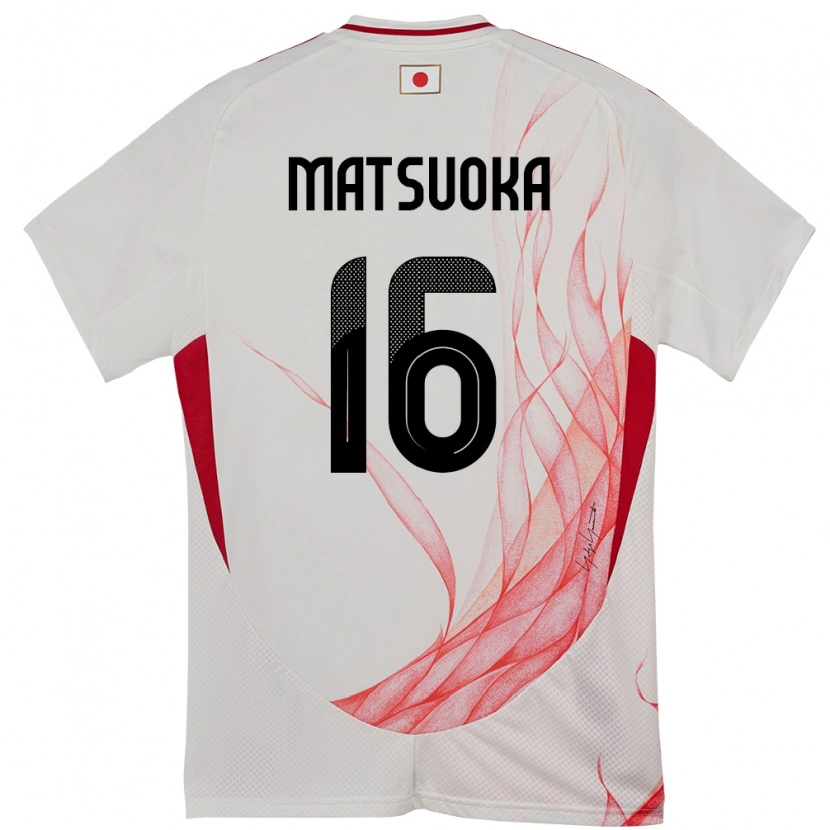 Danxen Hombre Camiseta Japón Daiki Matsuoka #16 Blanco 2ª Equipación 24-26 La Camisa México