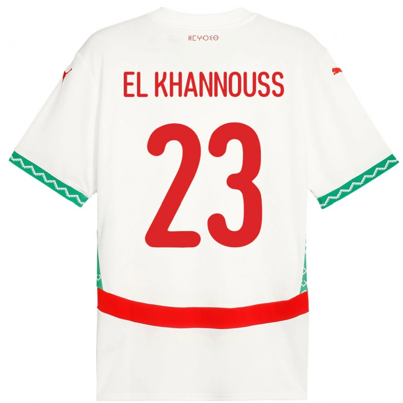 Danxen Hombre Camiseta Marruecos Bilal El Khannouss #23 Blanco 2ª Equipación 24-26 La Camisa México