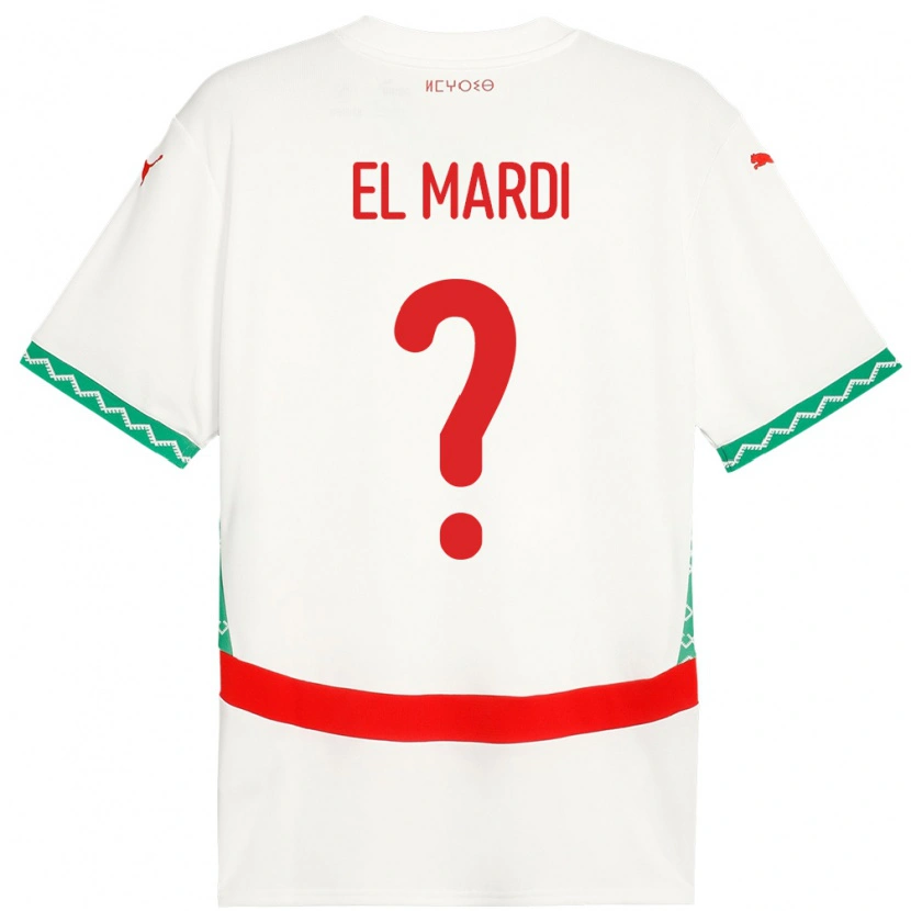 Danxen Hombre Camiseta Marruecos Ziyad El Mardi #0 Blanco 2ª Equipación 24-26 La Camisa México