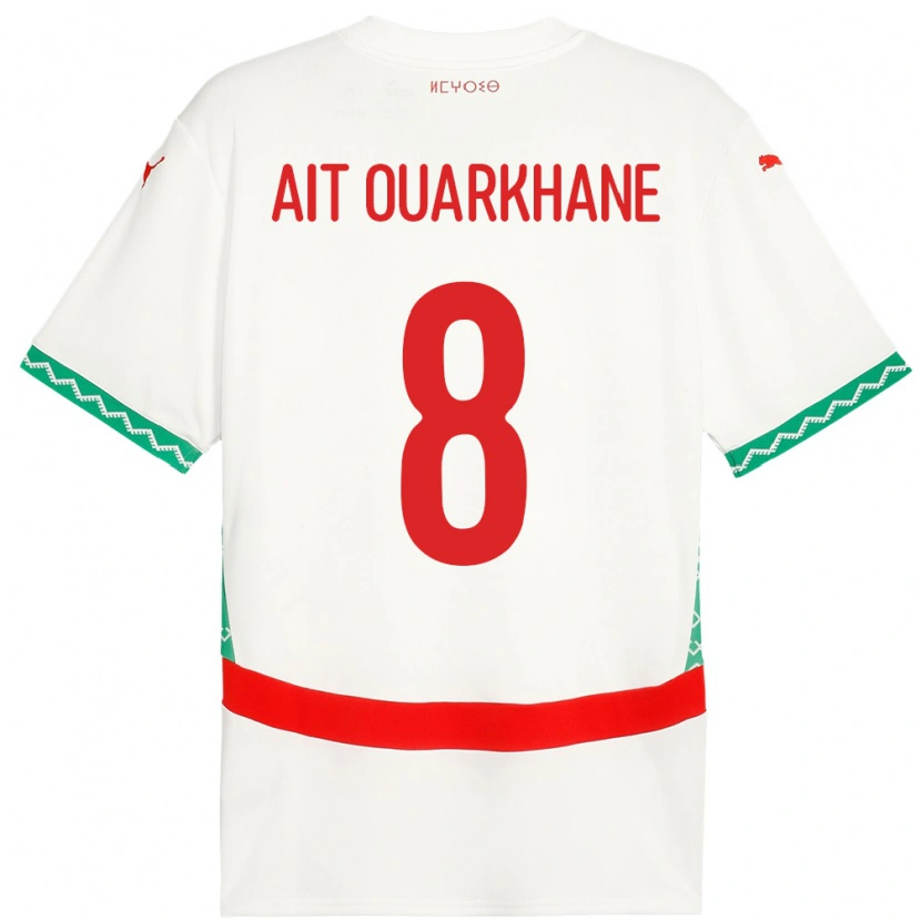 Danxen Hombre Camiseta Marruecos Khalid Aït Ouarkhane #8 Blanco 2ª Equipación 24-26 La Camisa México