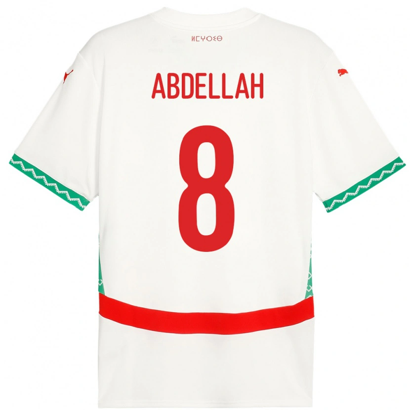 Danxen Hombre Camiseta Marruecos Abdellah Ouazane #8 Blanco 2ª Equipación 24-26 La Camisa México