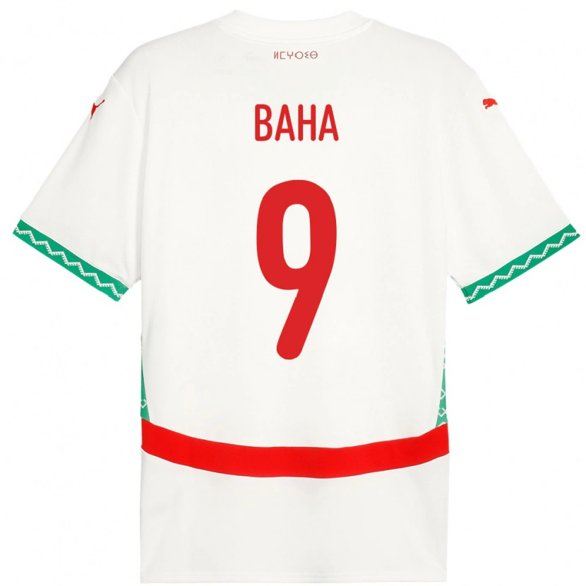Danxen Hombre Camiseta Marruecos Ziyad Baha #9 Blanco 2ª Equipación 24-26 La Camisa México