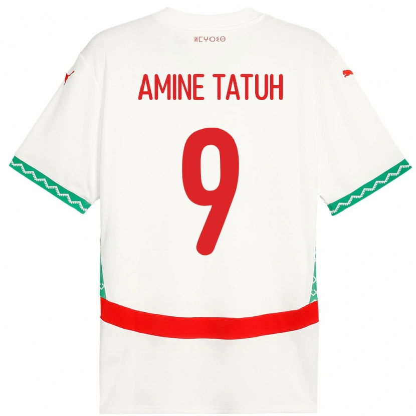 Danxen Hombre Camiseta Marruecos Mohammed Amine Tatuh #9 Blanco 2ª Equipación 24-26 La Camisa México