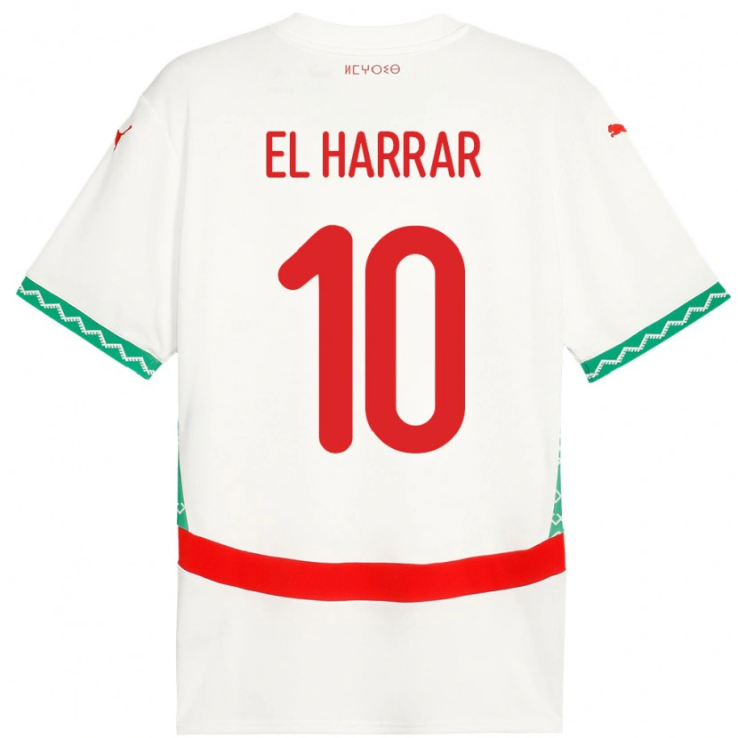 Danxen Hombre Camiseta Marruecos Mohamed El Harrar #10 Blanco 2ª Equipación 24-26 La Camisa México
