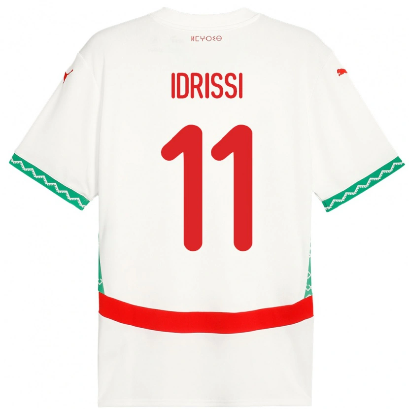 Danxen Hombre Camiseta Marruecos Yahya Idrissi #11 Blanco 2ª Equipación 24-26 La Camisa México
