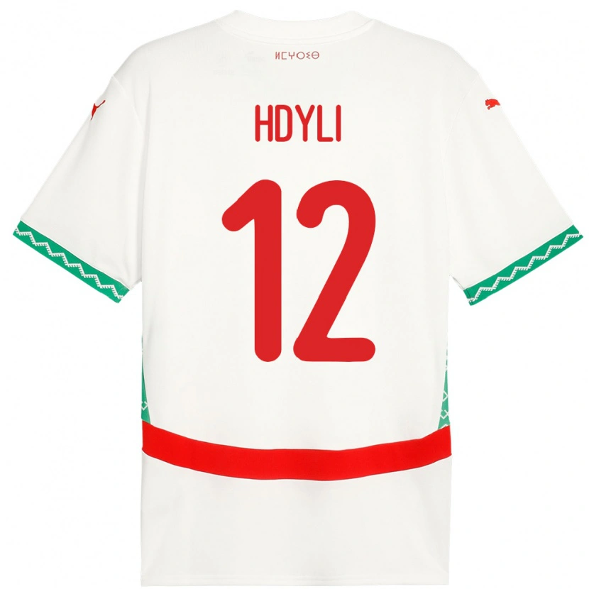 Danxen Hombre Camiseta Marruecos Ayoub Hdyli #12 Blanco 2ª Equipación 24-26 La Camisa México