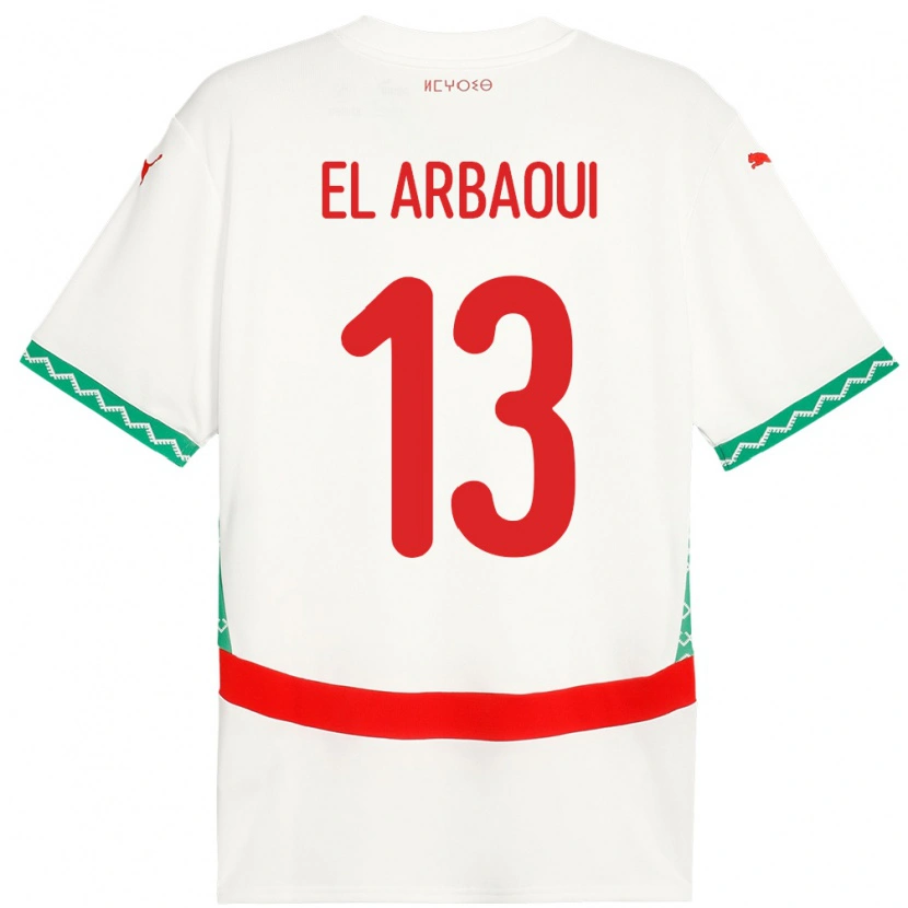 Danxen Hombre Camiseta Marruecos Ilyas El Arbaoui #13 Blanco 2ª Equipación 24-26 La Camisa México