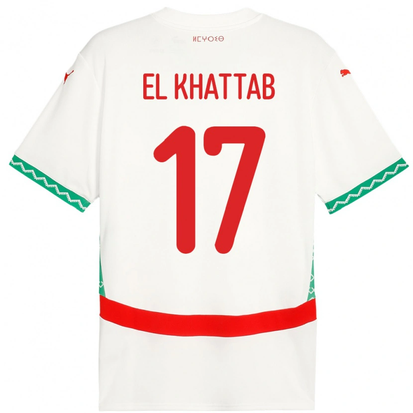 Danxen Hombre Camiseta Marruecos Omar El Khattab #17 Blanco 2ª Equipación 24-26 La Camisa México