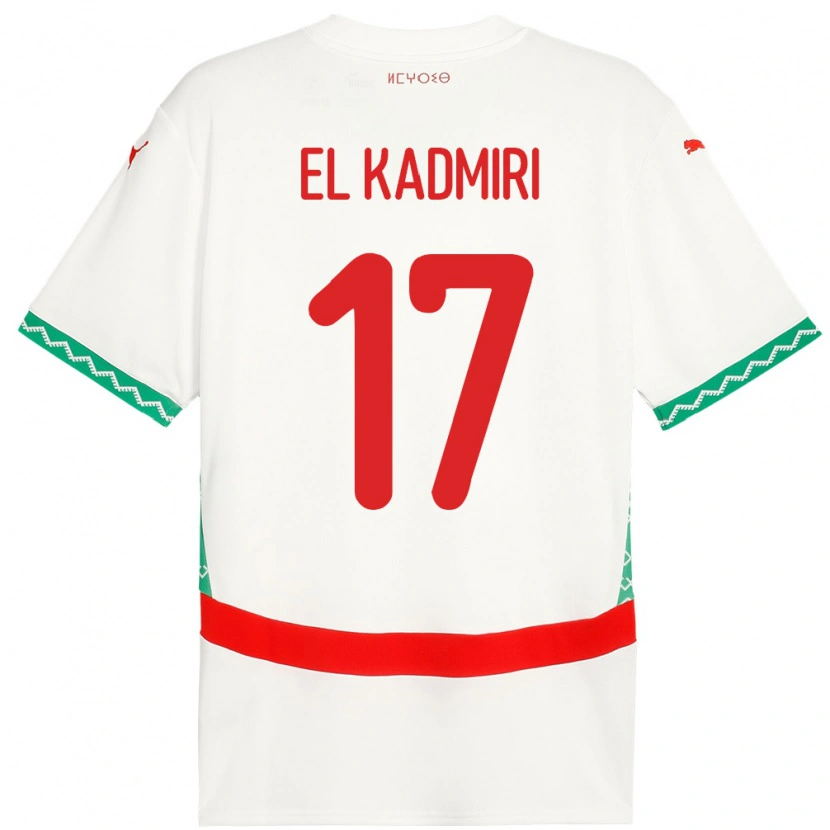 Danxen Hombre Camiseta Marruecos Ugo Lamare El Kadmiri #17 Blanco 2ª Equipación 24-26 La Camisa México