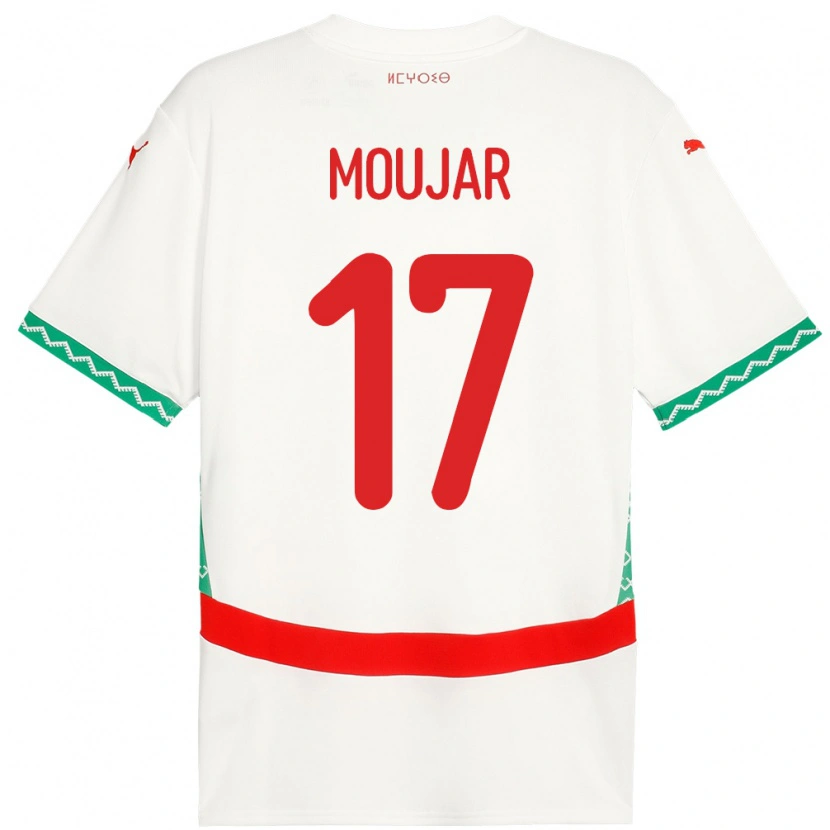 Danxen Hombre Camiseta Marruecos Salah Moujar #17 Blanco 2ª Equipación 24-26 La Camisa México