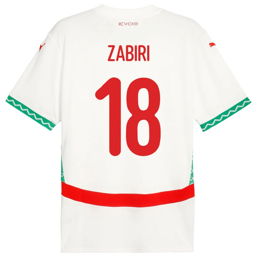 Danxen Hombre Camiseta Marruecos Yassir Zabiri #18 Blanco 2ª Equipación 24-26 La Camisa México