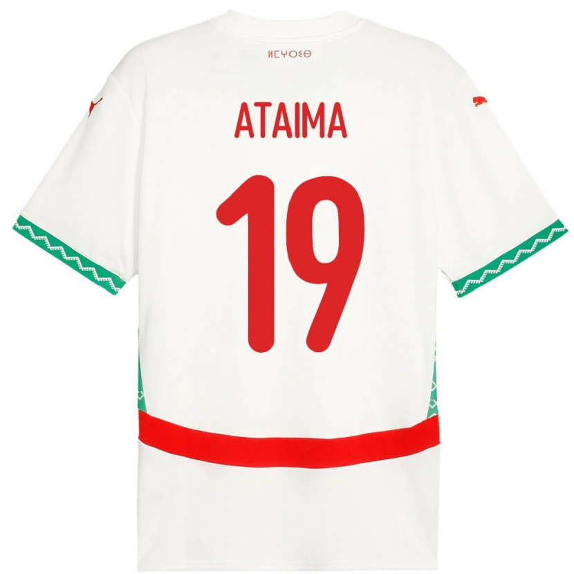 Danxen Hombre Camiseta Marruecos Hamza Ataima #19 Blanco 2ª Equipación 24-26 La Camisa México