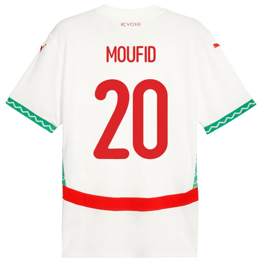 Danxen Hombre Camiseta Marruecos Mohamed Moufid #20 Blanco 2ª Equipación 24-26 La Camisa México