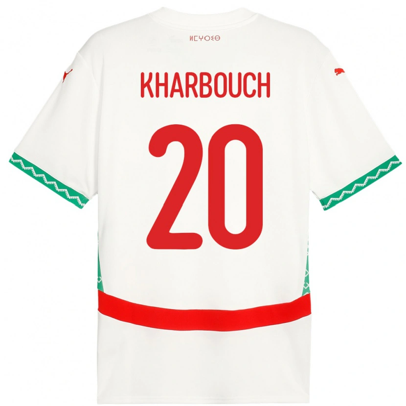Danxen Hombre Camiseta Marruecos Yahya Kharbouch #20 Blanco 2ª Equipación 24-26 La Camisa México