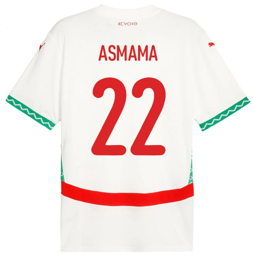 Danxen Hombre Camiseta Marruecos Reda Asmama #22 Blanco 2ª Equipación 24-26 La Camisa México