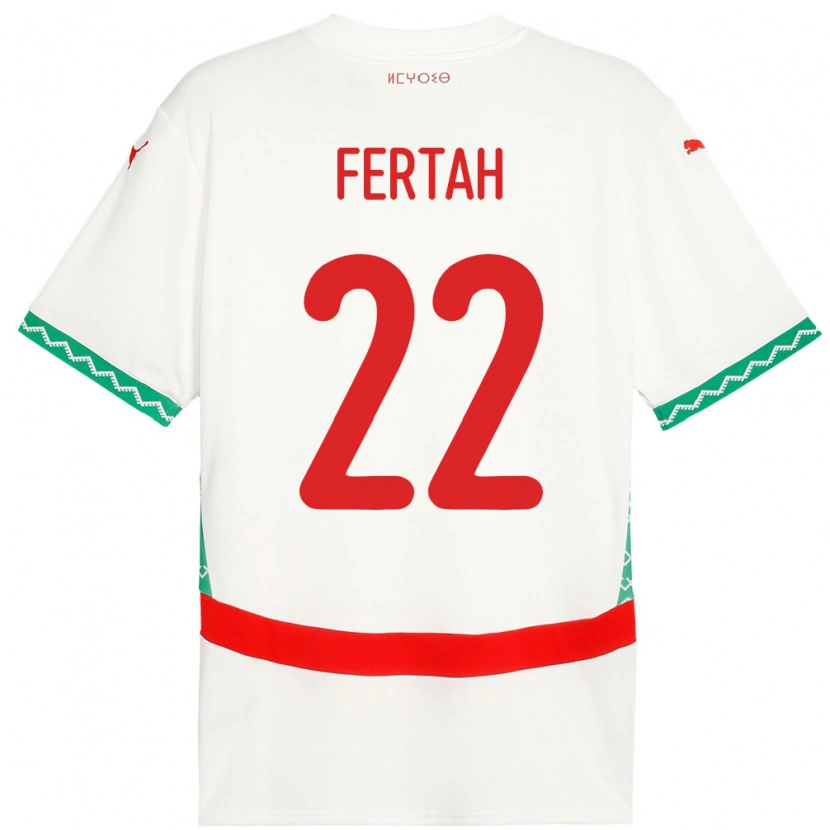 Danxen Hombre Camiseta Marruecos Amine Fertah #22 Blanco 2ª Equipación 24-26 La Camisa México