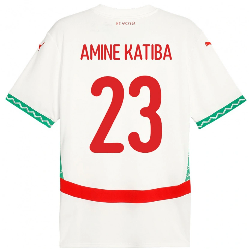 Danxen Hombre Camiseta Marruecos Mohamed Amine Katiba #23 Blanco 2ª Equipación 24-26 La Camisa México