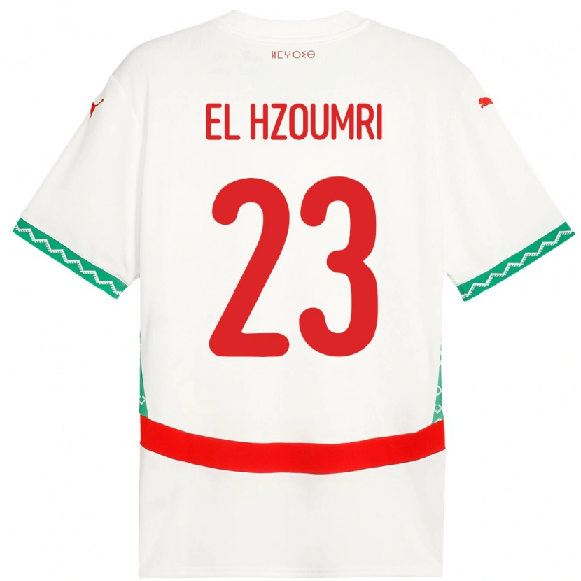 Danxen Hombre Camiseta Marruecos Yahya El Hzoumri #23 Blanco 2ª Equipación 24-26 La Camisa México