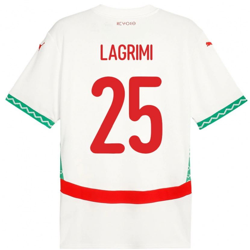 Danxen Hombre Camiseta Marruecos Ilyass Lagrimi #25 Blanco 2ª Equipación 24-26 La Camisa México