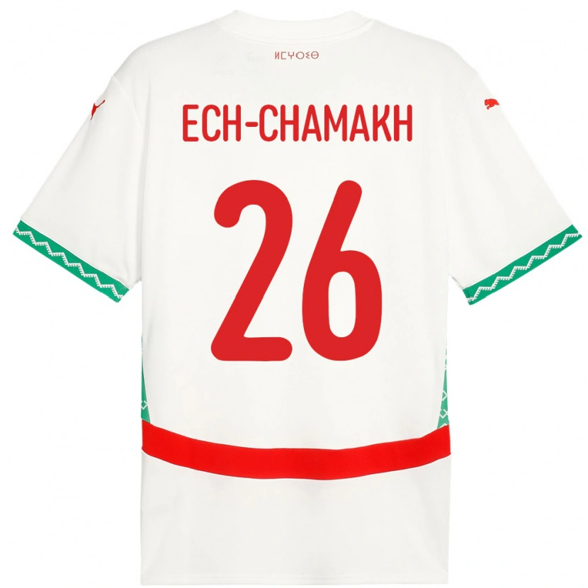 Danxen Hombre Camiseta Marruecos Jamal Ech-Chamakh #26 Blanco 2ª Equipación 24-26 La Camisa México