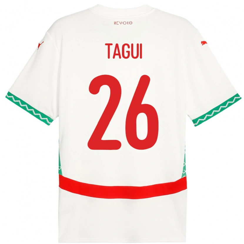 Danxen Hombre Camiseta Marruecos Salah-Eddine Tagui #26 Blanco 2ª Equipación 24-26 La Camisa México
