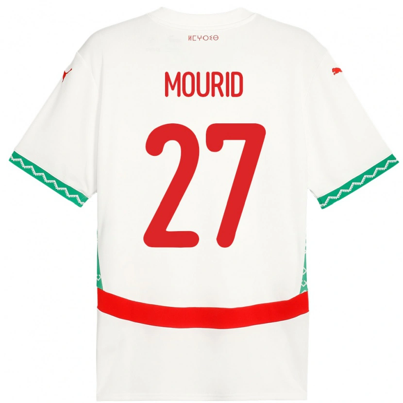Danxen Hombre Camiseta Marruecos Aymane Mourid #27 Blanco 2ª Equipación 24-26 La Camisa México