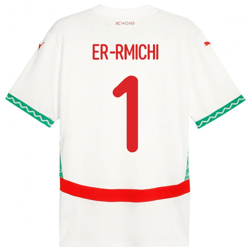 Danxen Hombre Camiseta Marruecos Khadija Er Rmichi #1 Blanco 2ª Equipación 24-26 La Camisa México