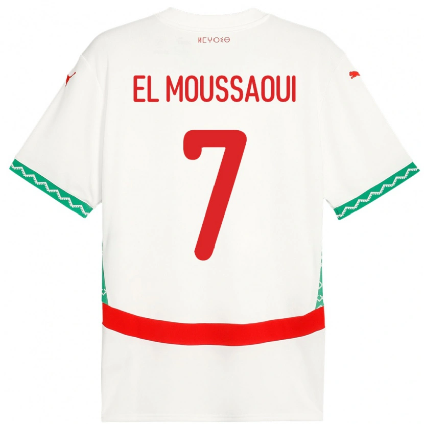 Danxen Hombre Camiseta Marruecos Hamza El Moussaoui #7 Blanco 2ª Equipación 24-26 La Camisa México