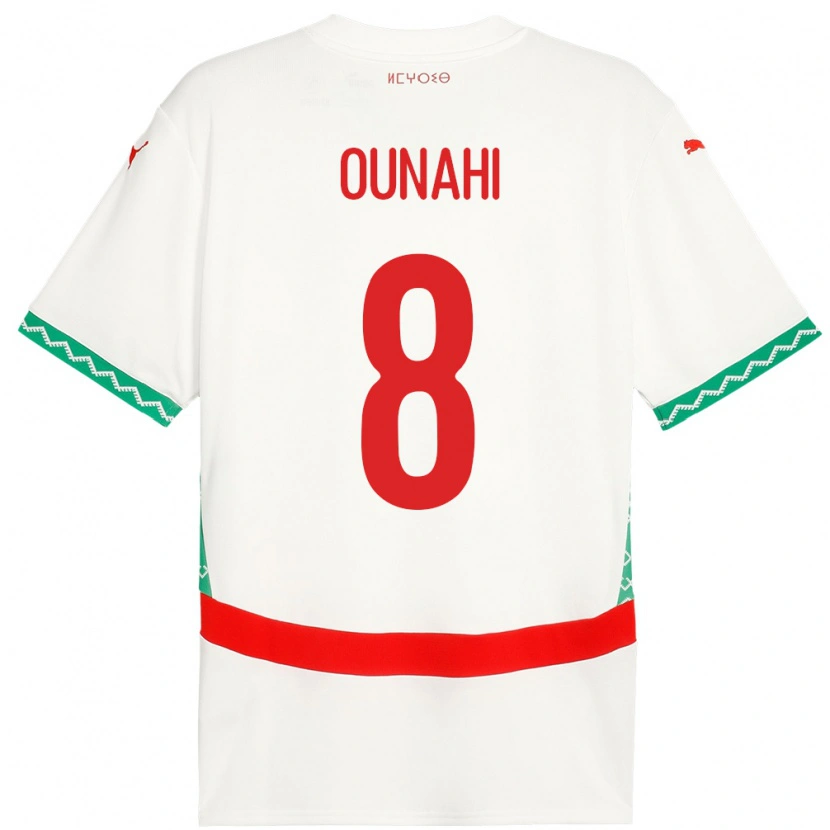Danxen Hombre Camiseta Marruecos Azzeddine Ounahi #8 Blanco 2ª Equipación 24-26 La Camisa México