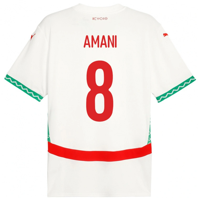 Danxen Hombre Camiseta Marruecos Salma Amani #8 Blanco 2ª Equipación 24-26 La Camisa México