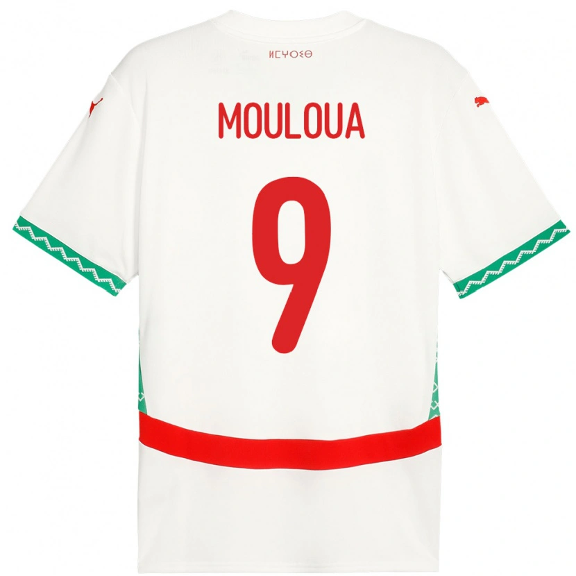 Danxen Hombre Camiseta Marruecos Ayoub Mouloua #9 Blanco 2ª Equipación 24-26 La Camisa México