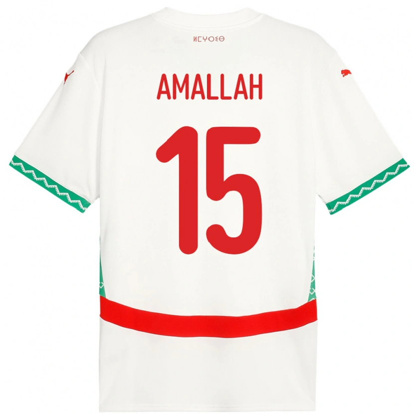 Danxen Hombre Camiseta Marruecos Selim Amallah #15 Blanco 2ª Equipación 24-26 La Camisa México