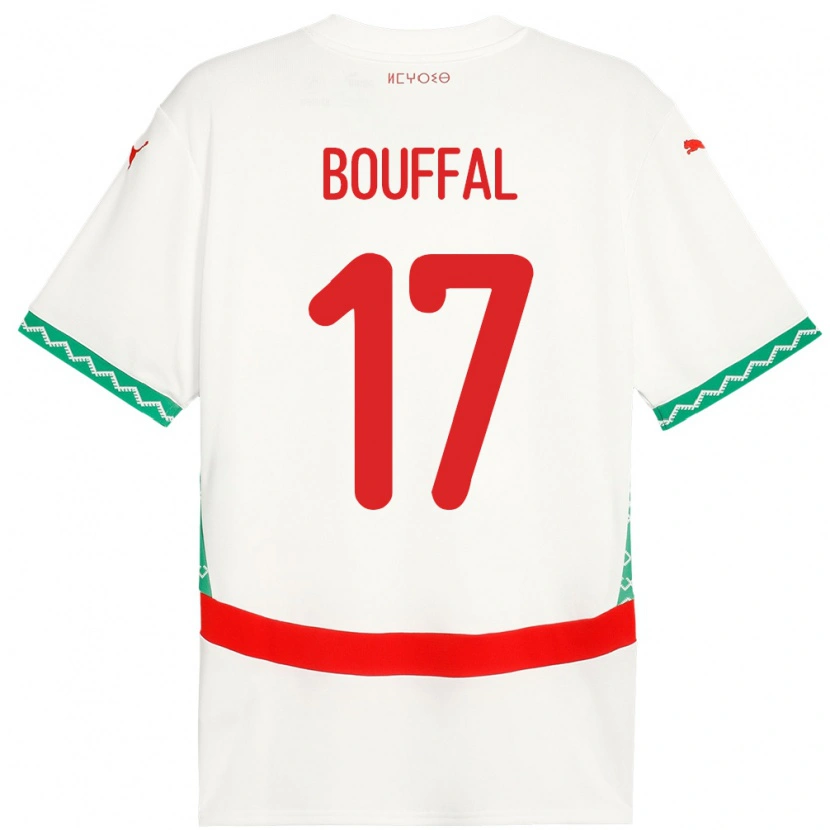 Danxen Hombre Camiseta Marruecos Soufiane Bouffal #17 Blanco 2ª Equipación 24-26 La Camisa México