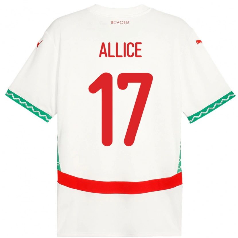 Danxen Hombre Camiseta Marruecos Eva Allice #17 Blanco 2ª Equipación 24-26 La Camisa México