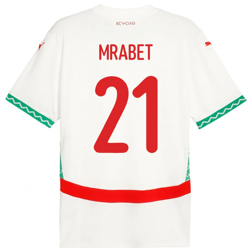 Danxen Hombre Camiseta Marruecos Yasmin Mrabet #21 Blanco 2ª Equipación 24-26 La Camisa México