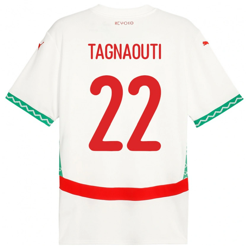 Danxen Hombre Camiseta Marruecos Ahmed Reda Tagnaouti #22 Blanco 2ª Equipación 24-26 La Camisa México