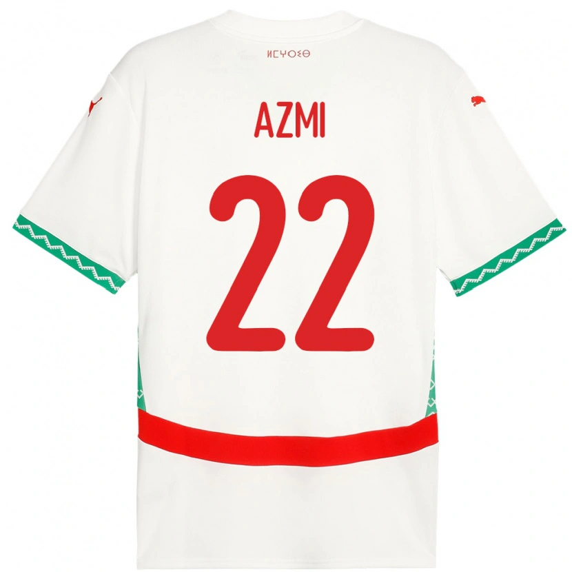 Danxen Hombre Camiseta Marruecos Ahmed Azmi #22 Blanco 2ª Equipación 24-26 La Camisa México