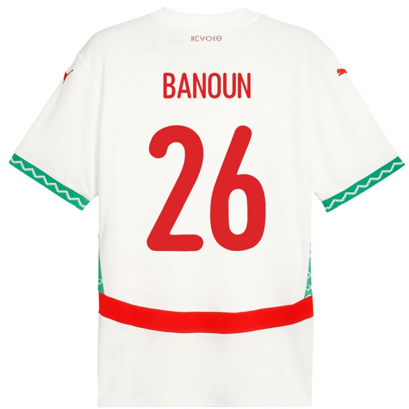 Danxen Hombre Camiseta Marruecos Badr Banoun #26 Blanco 2ª Equipación 24-26 La Camisa México