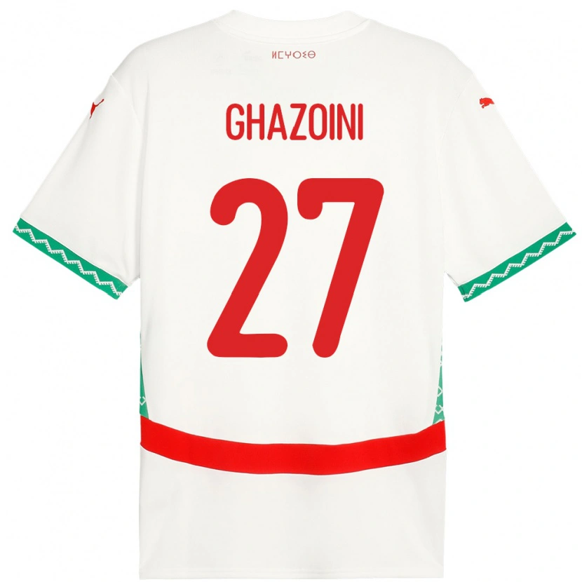 Danxen Hombre Camiseta Marruecos Amine Ghazoini #27 Blanco 2ª Equipación 24-26 La Camisa México