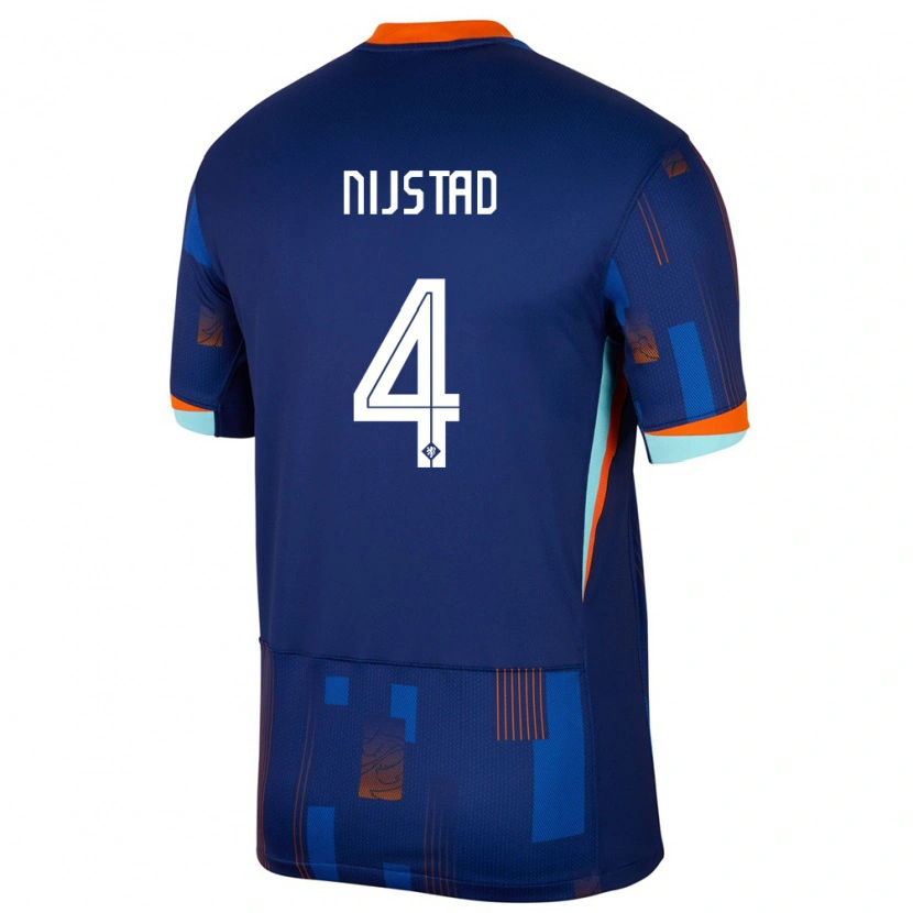 Danxen Hombre Camiseta Países Bajos Ruud Nijstad #4 Azul 2ª Equipación 24-26 La Camisa México