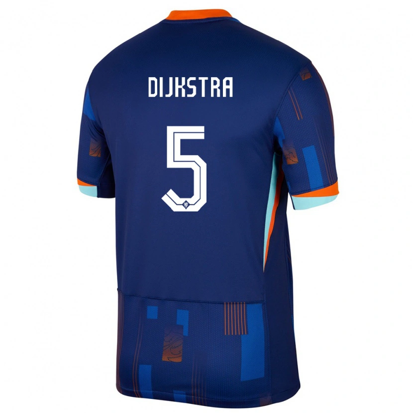 Danxen Hombre Camiseta Países Bajos Elijah Dijkstra #5 Azul 2ª Equipación 24-26 La Camisa México